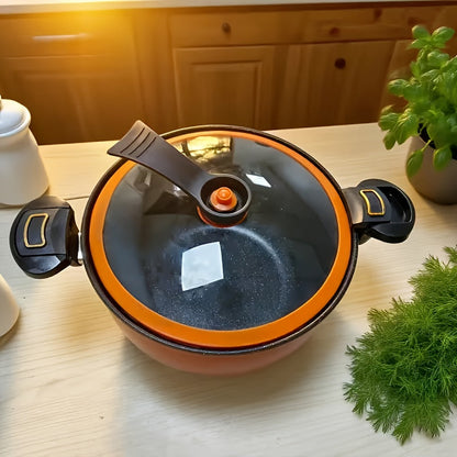 Enameled Cast Iron Dutch Oven with Lid & Dual Handles, Non-Stick Enamel Coated Heavy Duty Cookware for Bread Baking, Braising & Slow Cooking, Superior Heat Retention, Orange, Red & Blue