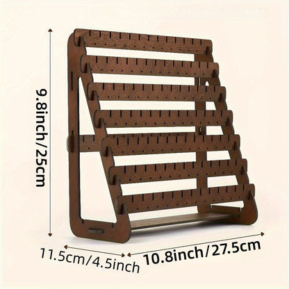 Jewelry Organizer Multi-Grid Brown Tabletop Display Stand with Detachable Panels for Earrings and Rings