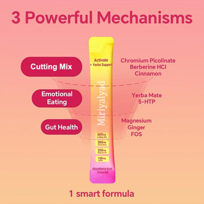 Dietary Supplement Stick Packs with Mirtyalyad Label, Berberine, Yerba Mate, 30 Sticks and 180g Net Weight