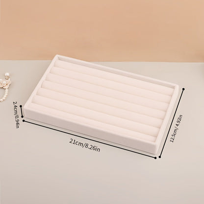 Stackable Jewelry Organizer Trays 6-Piece Set – Rectangular Multi-Compartment Drawer Inserts with Removable Dividers for Earrings, Rings, Necklaces & Bracelets – Tabletop Jewelry Display Case Storage