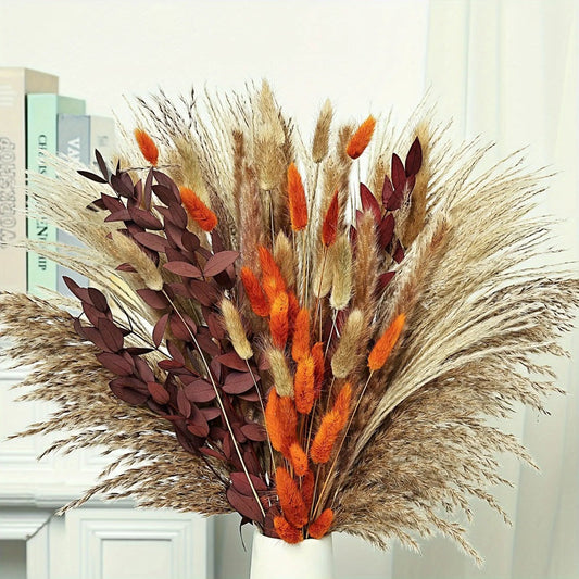 Artificial Pampas Grass Bouquet 72pcs – Bohemian Rustic Farmhouse Decor for Home Wedding Centerpiece Halloween Thanksgiving Valentine's Day Cafe