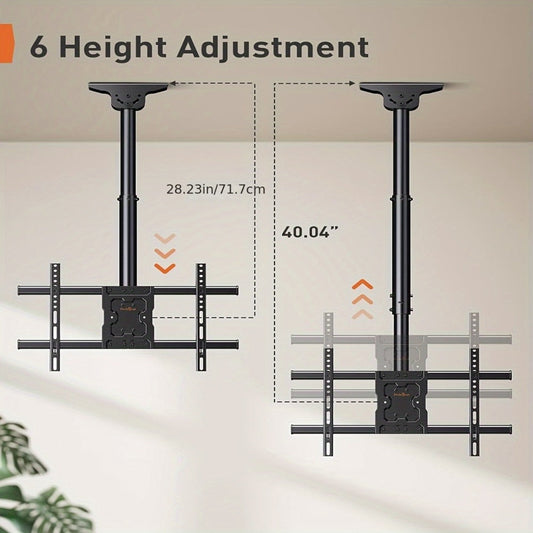Ceiling TV Mount 37-75 Inch - 360° Swivel & Tilt Adjustable Bracket for Flat & Curved TVs up to 110 lbs, VESA 600x400mm, Stainless Steel, for Home Restaurant Gym