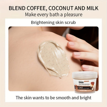 Exfoliating Body Scrub with Coconut Oil & Shea Butter — Raw Coconut Latte Sugar Scrub for Women, Deep Moisturizing Face & Body Exfoliator, Gentle Non-Irritating Formula, All Skin Types