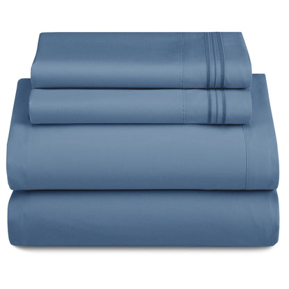 Bed Sheet Set 1800-Series Microfiber with Six Fitted-Sheet Sizes and Twenty Solid Color Choices