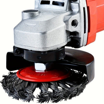 Two-Piece Four-Inch Twisted Wire Cup Brush Set for Angle Grinders, Rust Removal and Weld Cleaning