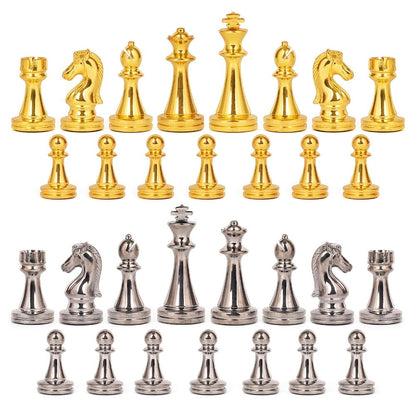 Metal Chess Set with 11.5-Inch Marble-Look Storage Board, Zinc Alloy Pieces and Extra Queens