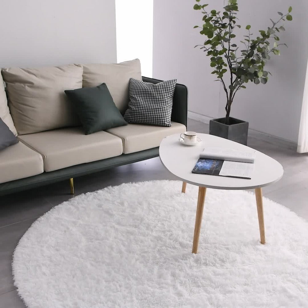 Area Rug, Round Shaggy Plush Carpet in Seven Colors and 4-, 5- or 6-Foot Diameters with Spot-Clean Care