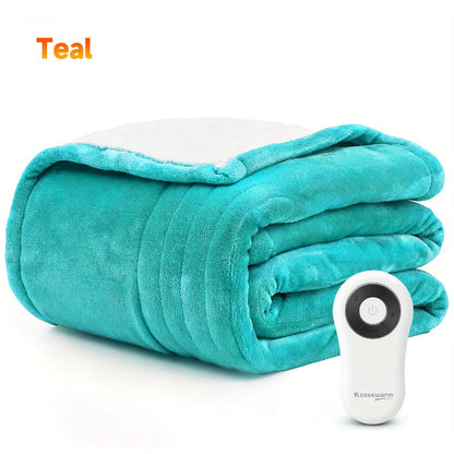 Dual Control Electric Heated Blanket with 10 Heat Levels - 10-Hour Auto Shutoff, Overheat Protection, Fast Heating, Soft Flannel, Machine Washable, 4 Sizes & 4 Colors, Bedroom Gift Blanket