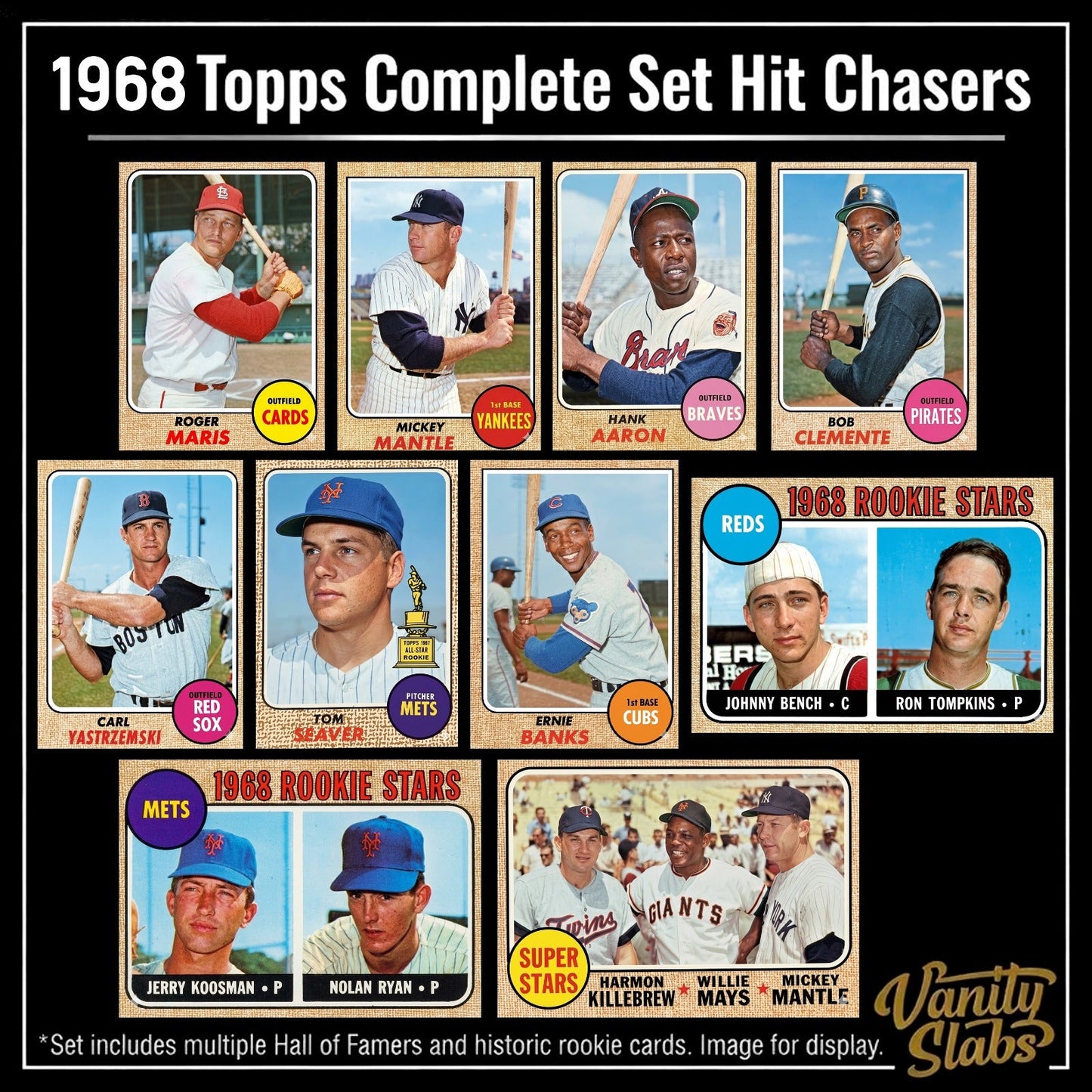 Sports Trading Cards, 1968 Topps-Labeled Baseball Mystery Display Slab with One Random Card for Collectors
