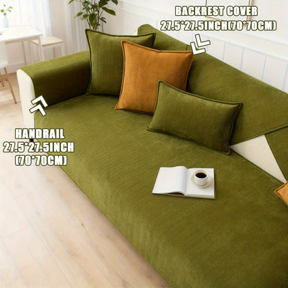 Sofa Cover Ribbed Chenille Stretch Panels with Non-Slip Design for 1 to 4 Seats, Armrests or Cushions