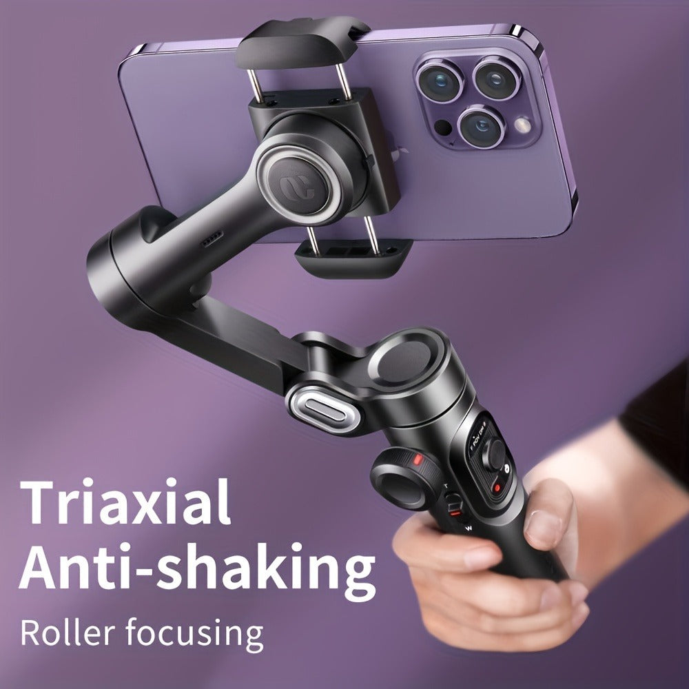 AOCHUAN Foldable 3-Axis Gimbal Stabilizer with Extendable Pole & Panoramic Gesture Control – AI Face Tracking Phone Gimbal, Magnetic Wireless Remote, 360° Rotation for Vlogging, Live Streaming & Travel