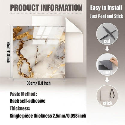 Peel and Stick Wall Tiles 50/100pcs Waterproof PVC Marble Self Adhesive Vinyl Tile Stickers for Bathroom Kitchen Living Room, TV Backdrop Shower Wall Panels Modern Home Decor Easy Installation