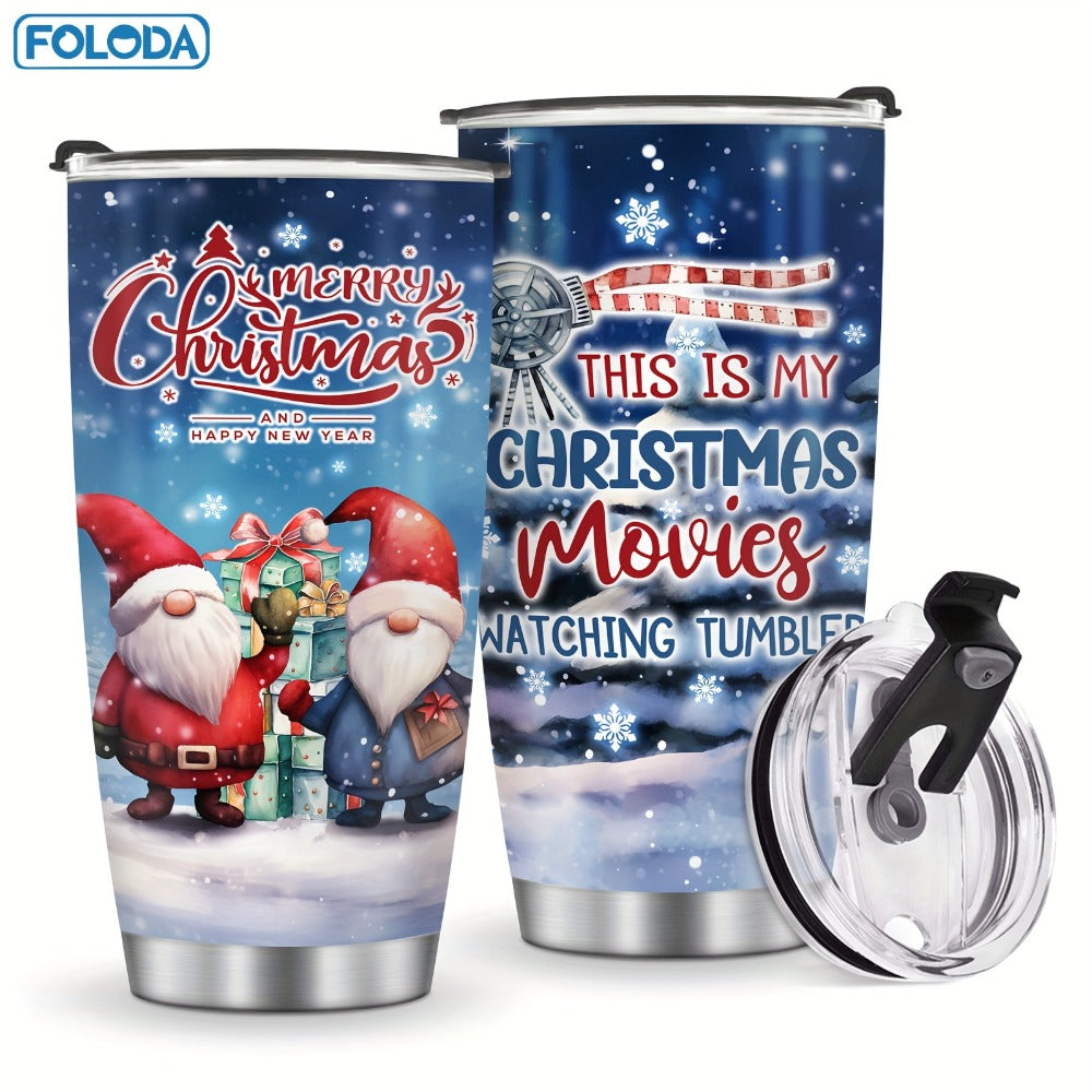 Insulated Tumbler 20oz Christmas Patterns with Stainless Steel, Lid, Straw and Seven Designs