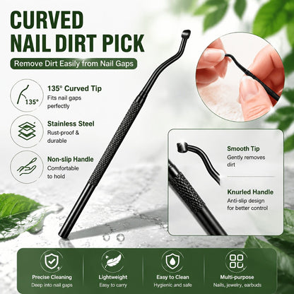 Nail Clipper Kit 7 Piece Heavy Duty for Men Professional Stainless Steel Thick Toenail Care Set – Nail File Cuticle Clipper Ergonomic Black Handle, Complete Manicure Pedicure Foot Care Tools