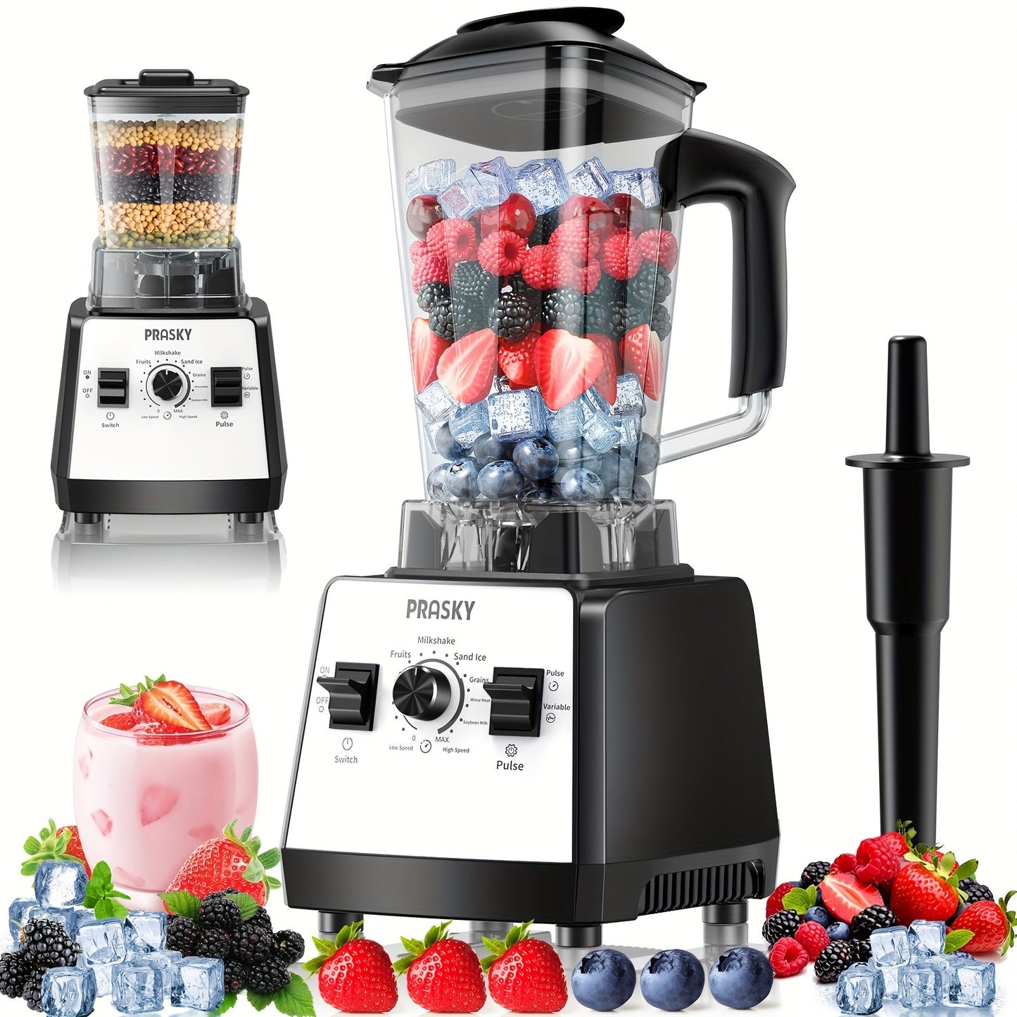 Professional Blender for Kitchen 68oz 25000RPM 2400W - Countertop Smoothie Blender with 2 Containers Stainless Steel Blade Variable Speed Pulse for Ice Frozen Fruit Juice Shakes 7 Colors