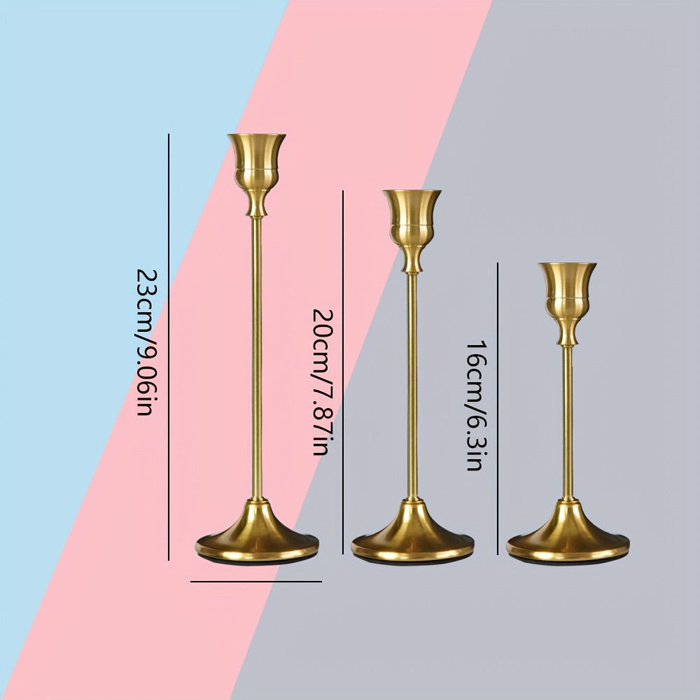Copper Plated Candlestick Holders Bulk Set – Retro Minimalist Taper Candle Holders for Wedding Birthday Christmas Dining Table Fireplace Decor