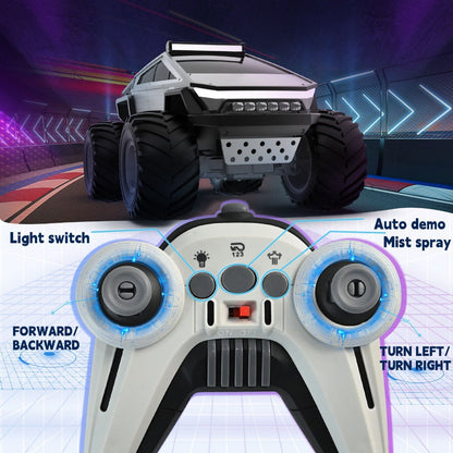 Remote Control Car, Cybertruck-Style 1:14 and 1:18 Pickup Models with 2.4GHz Control, LEDs and Spray Effect