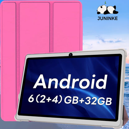 GPS FM Radio Android Tablet 7 & 10.1 Inch 6GB RAM 512GB Expandable Storage WiFi Dual Camera Quad-Core Android 11 Tablet PC with Leather Case Stereo Speakers Type-C Charging Pink Blue Black