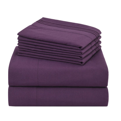 Bed Sheet Set 100 GSM Microfiber in 4- or 6-Piece Configuration with Four Sizes and Twelve Solid Colors