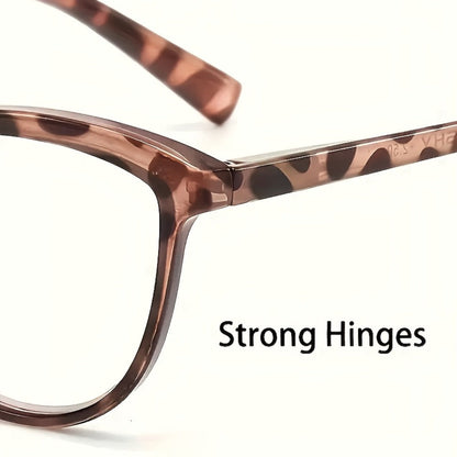 Reading Glasses – Six-Pair Floral Cat-Eye Blue-Light Reader Set with Spring Hinges in Seven Strengths