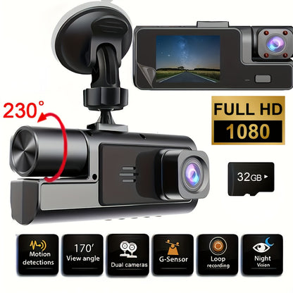 1080P-Labeled Dash Camera with Dual- or Triple-Lens Options, WiFi and 16GB, 32GB or No-Card Bundles