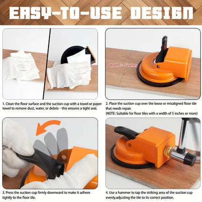 Floor Gap Fixer Tool with 4.84" Suction Cup, Laminate Floor Gap Repair Tool Kit for Vinyl Plank Hardwood Floors, Professional Plank Grabber with Metal Body & Felt Pad, Floor Installation Repair Tool