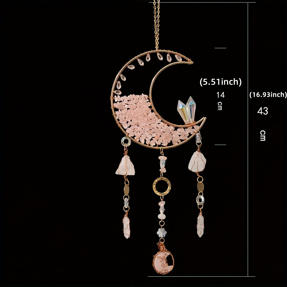 Dreamcatcher Moon Suncatcher Wall Hanging – Handmade Boho Wind Chime Pendant for Indoor Outdoor Garden, Courtyard & Party Decor – Christmas & Birthday Gift