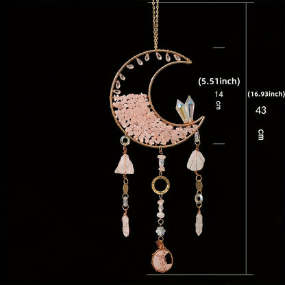Dreamcatcher Moon Suncatcher Wall Hanging – Handmade Boho Wind Chime Pendant for Indoor Outdoor Garden, Courtyard & Party Decor – Christmas & Birthday Gift