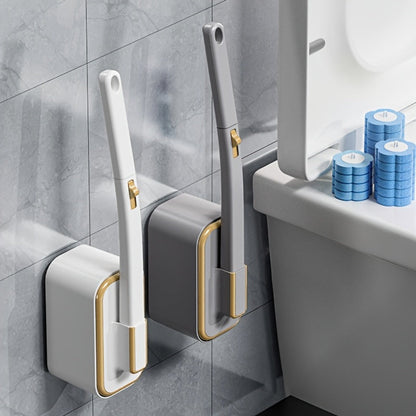 Wall-Mounted Toilet Brush Set with Eight Disposable Heads in White or Grey Checkout Color Options