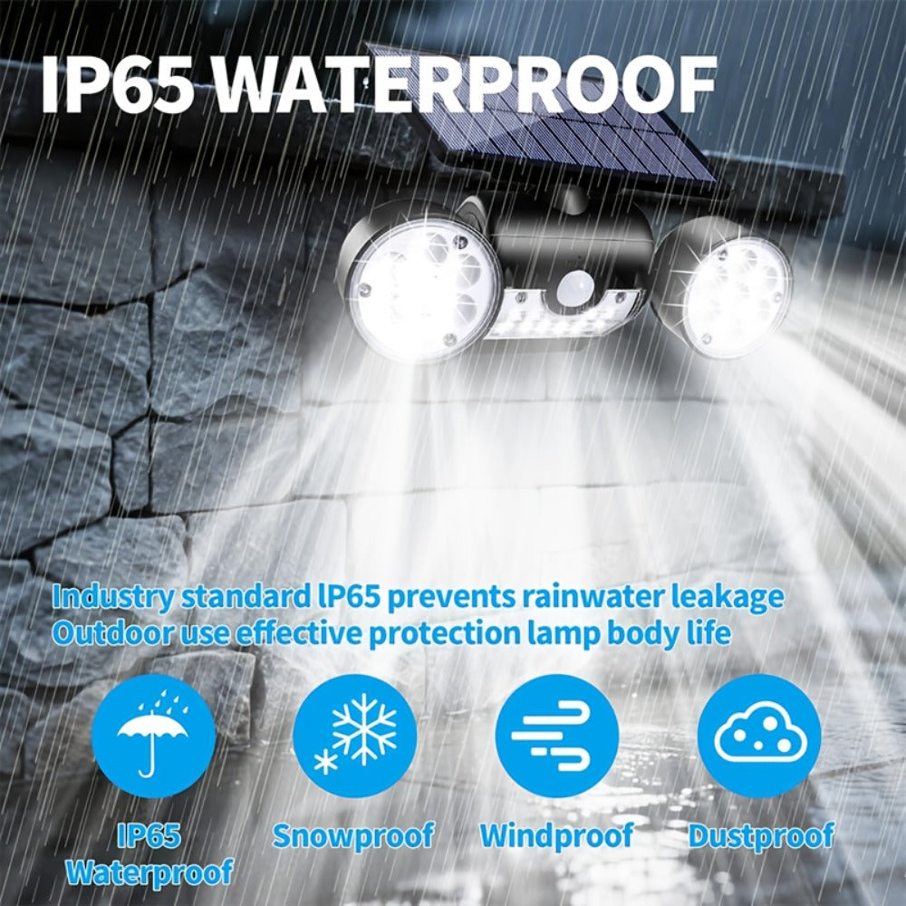 Motion Sensor Solar Security Light 30 LED Dual Head - 360° Adjustable IP65 Waterproof Outdoor Wall Spotlight for Garden Garage Driveway Patio Backyard, 1/2/3 Pack Options