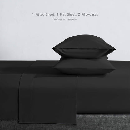 Four-Piece Twin Microfiber Sheet Set with Fitted and Flat Sheets, Two Pillowcases and Six Colors