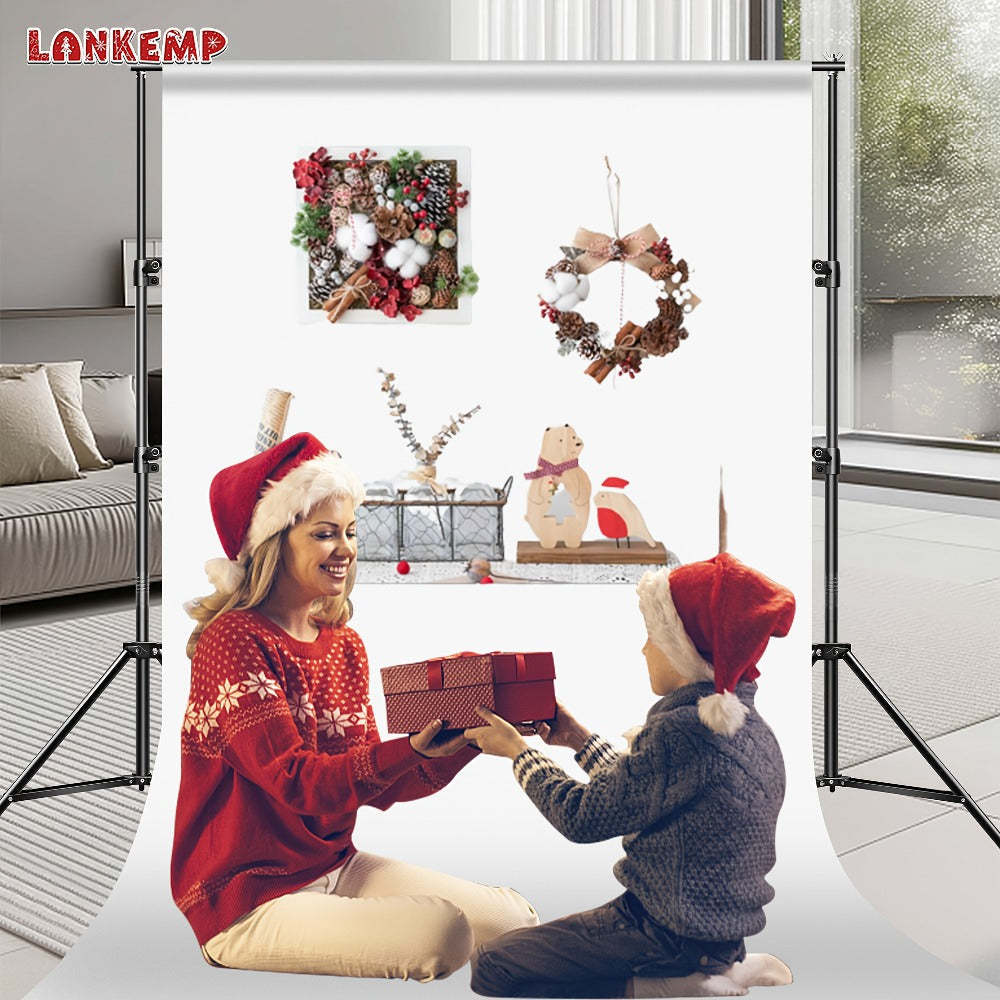 LANKEMP 6.6-Foot Square Photography Backdrop Stand Kit with Two Tripods, Four Crossbars, Clips and Carry Bag