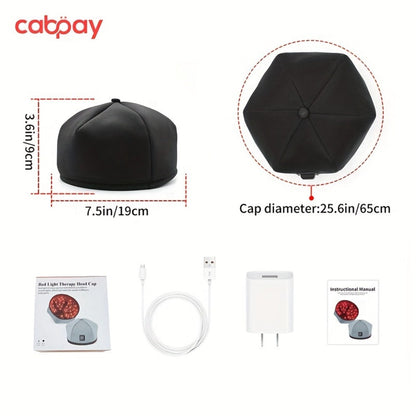 Wearable 120-LED Red and Near-Infrared Light Cap with 630nm and 820nm Modes in Black or Gray