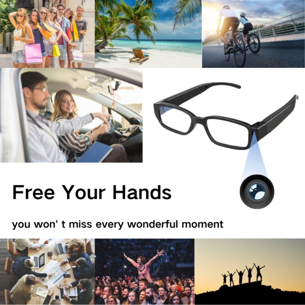 1080P HD Camera Glasses with Motion Detection – Video Recorder Camcorder Eyeglasses for Sports, Driving, Fishing & Outdoor Activities | Eye Protection Frame, USB Charging, Lightweight Durable Design