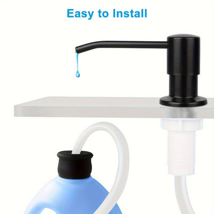 Built-In Black Sink Soap Dispenser with 47-Inch Extension Tube, Four Bottle Caps and Deck-Mount Pump