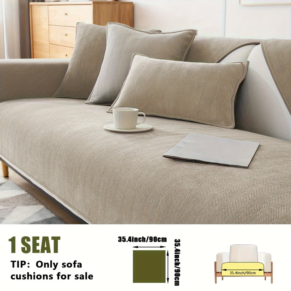 Sofa Cover Ribbed Chenille Stretch Panels with Non-Slip Design for 1 to 4 Seats, Armrests or Cushions
