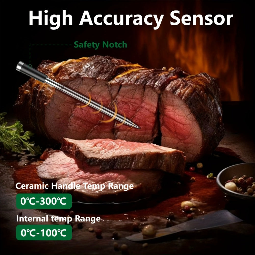 BFOUR BF-40 Wireless Cooking Thermometer with Dual Probes, App Display, Base Screen and USB Charging