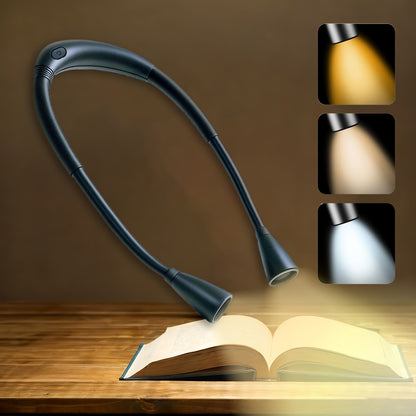 Rechargeable Book Light for Reading in Bed – 80-Hour Battery, Bendable Neck, 3 Color Modes & 6 Brightness Levels, Bedside Night Reading Lamp for Knitting, Camping & Book Lovers Gift, Black
