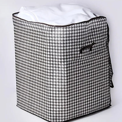 4pcs Large Storage Box Set with Lid & Handle – Black White Checkered, Stackable, Thickened Lining, Double Zipper, Under-Bed & Moving Organizer