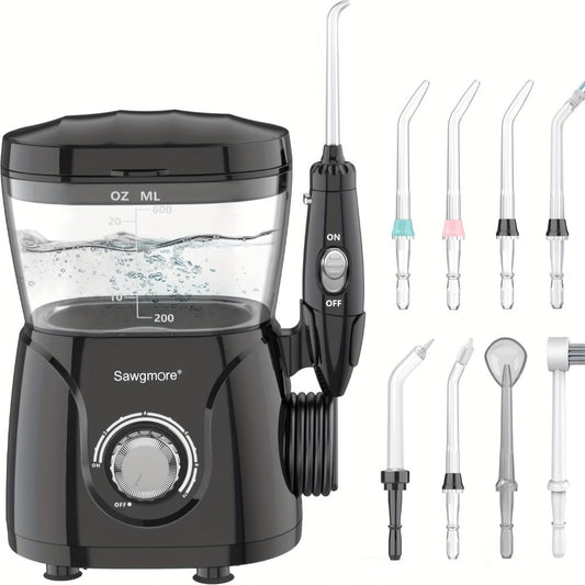 Water Flosser for Teeth & Braces 600ml Large Tank – 10 Adjustable Pressure Levels 8 Nozzles IPX4 Waterproof Professional Oral Irrigator Desktop Electric Dental Flosser for Adults Family