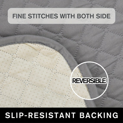 Sofa Cover Five-Layer Quilted Microfiber Protector with Elastic Strap and Foam Anchors for 3 or 4 Seats
