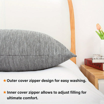 Full-Length Body Pillow, 20 x 54 Inches, Adjustable Fill in Cooling Grey, White or Pink for Adult Beds