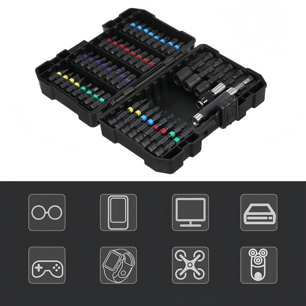 45-Piece Screwdriver Bit Set with Torx, Phillips, Slotted and Square Bits in a Storage Case