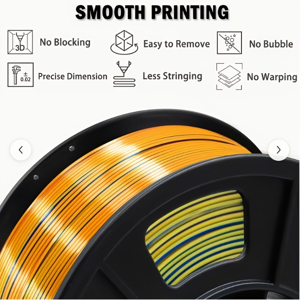 Gradient Tri-Color PLA Filament 1.75mm 250g 0.55lb – Three-Tone Color Transition Smooth Durable Printing for DIY Artistic Cosplay & Professional Projects Wide FDM Compatibility