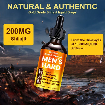 Shilajit and Maca Men's Health Supplement Liquid Drops in One Labeled 2.03 fl oz Dropper Bottle