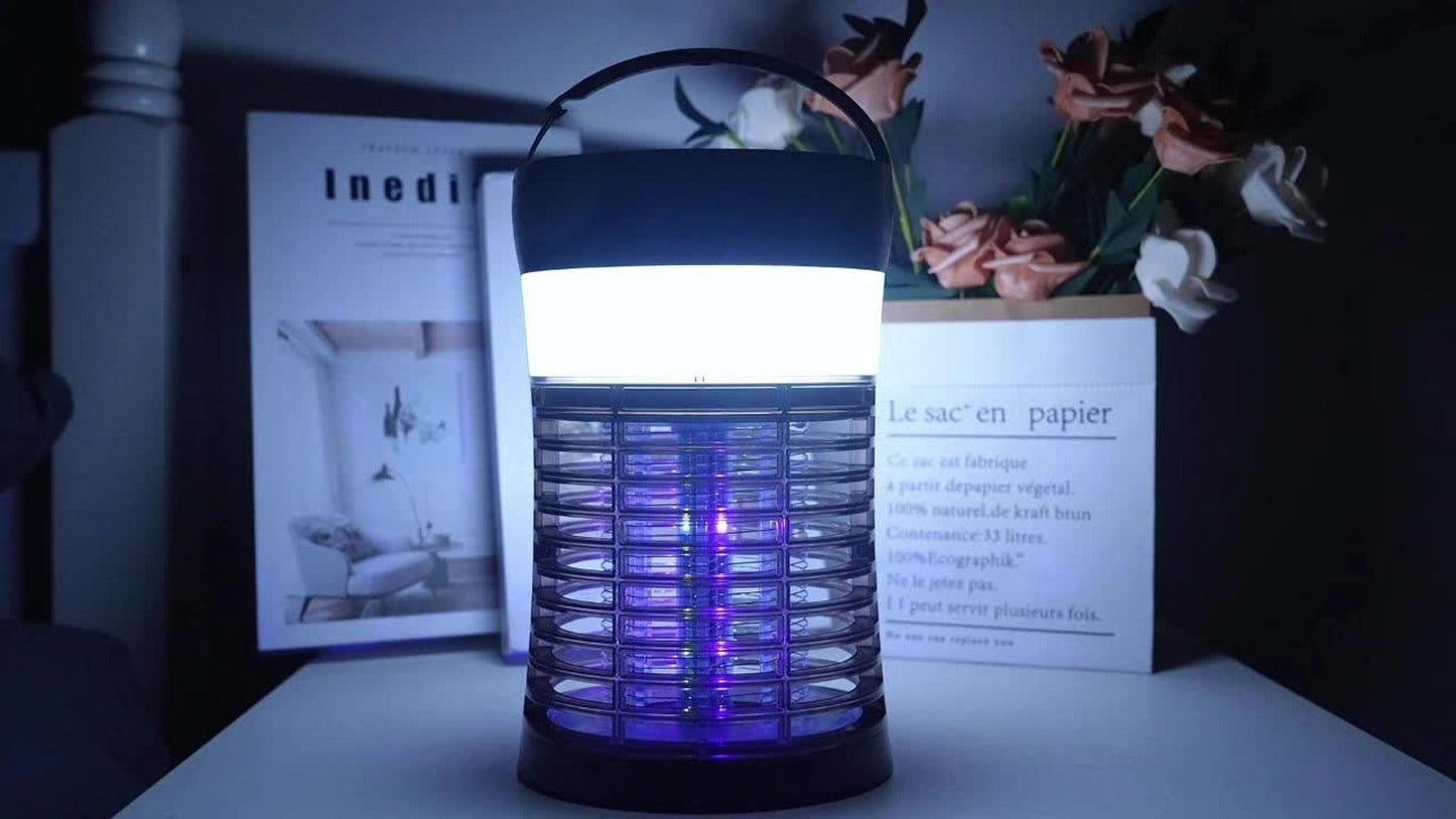 Solar and USB-C Insect Zapper Lantern with 3000V Grid, Dual UV Labels and Three Lighting Modes