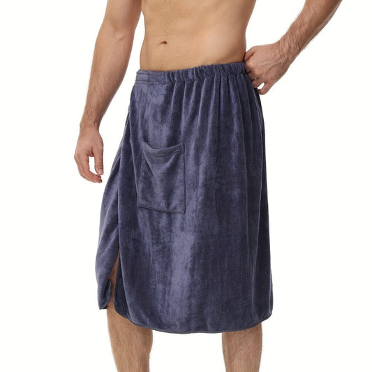 Bath Towels Wearable Mens Wrap 320GSM Suede Microfiber in Blue or Brown for Shower and Spa