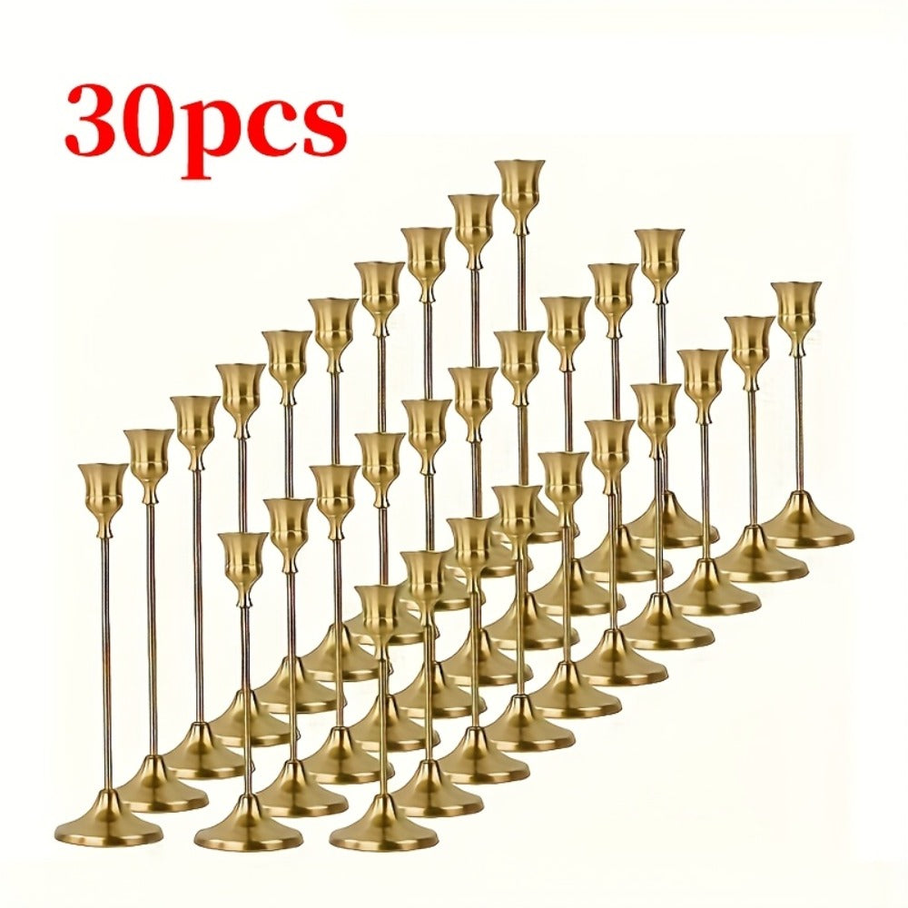 Copper Plated Candlestick Holders Bulk Set – Retro Minimalist Taper Candle Holders for Wedding Birthday Christmas Dining Table Fireplace Decor