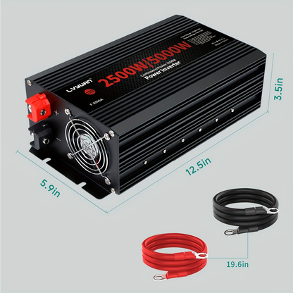 Black or Red 12V DC to 110V AC Power Inverter with 500W or 2500W Model Options, Display and USB Port