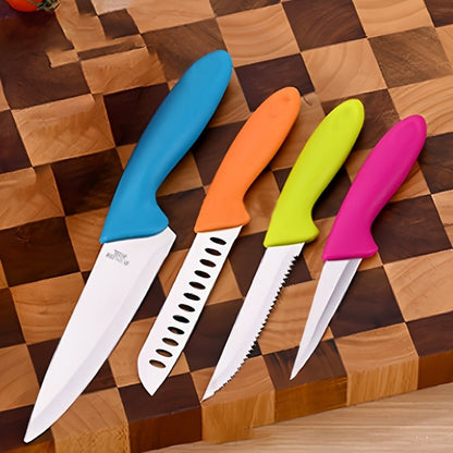 Five-Piece Colorful Paring Knife Set with Steel Blades and Pink, Green, Yellow, Orange and Blue PP Handles